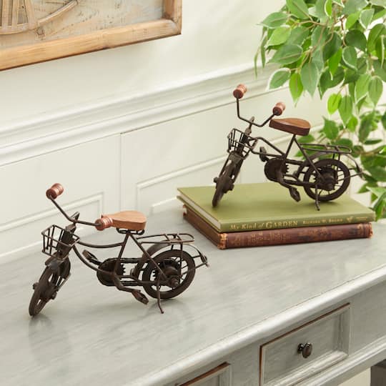 11.5" Black Metal Bike Tabletop Sculptures, 2ct.